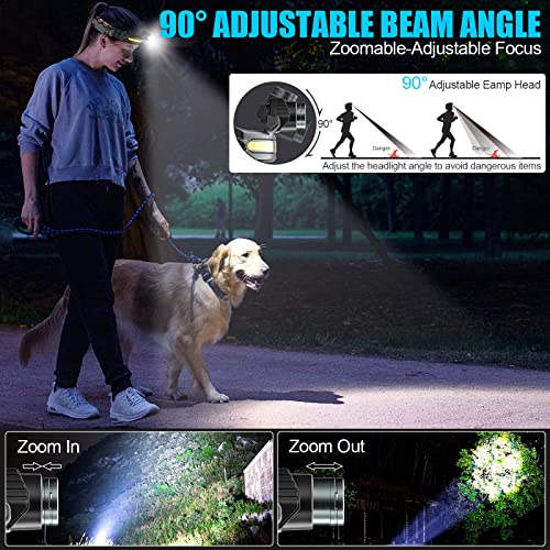 Led Headlamp Rechargeable, 1000 Lumen 230° Wide Beam Led Head Lamp With Motion Sensor, Super Bright Led Running Headlamp For Runner, Waterproof Lightweight Headband Light For Camping Hard Hat,2Pack #TOP4