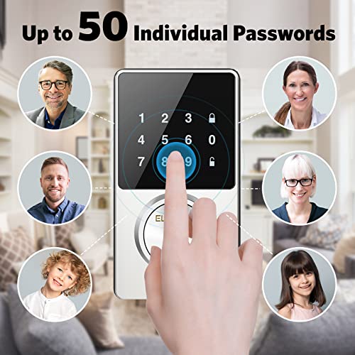 Keyless Entry Door Lock, Bluetooth Smart Lock With Touchscreen Keypads, App Control, Digital Deadbolt Lock Easy To Install, 50 User Codes, Security Waterproof Locks For Front Door, Home Use, Apartment #TOP7