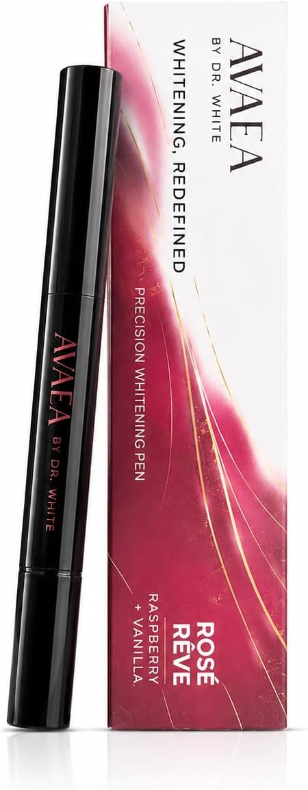 Dr. White’s AVAEA™ Rose Rêve Teeth Whitening Pen | 0.09 Fl Oz Pap+ Precision Whitening Serum | Peroxide-Free Whitening Treatment | Raspberry + Vanilla