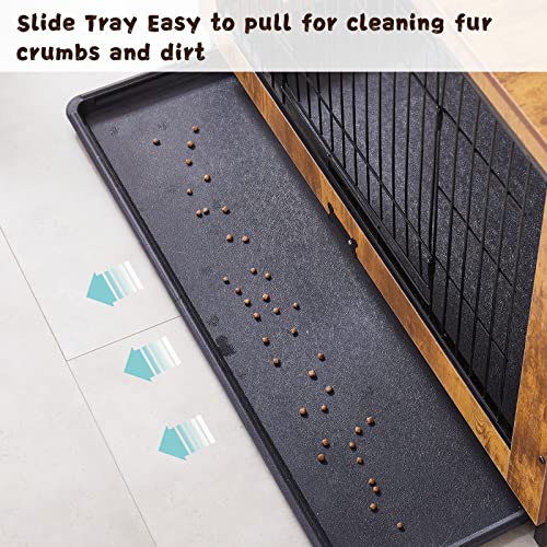 Copaw Dog Crate Furniture - 43 Inch Wooden Wire Pet Kennels With Double Doors Cushion And Removable Tray Wooden Indoor Decorative Pet House End Table Furniture Style Dog Crate For Small To Large Dog #TOP3