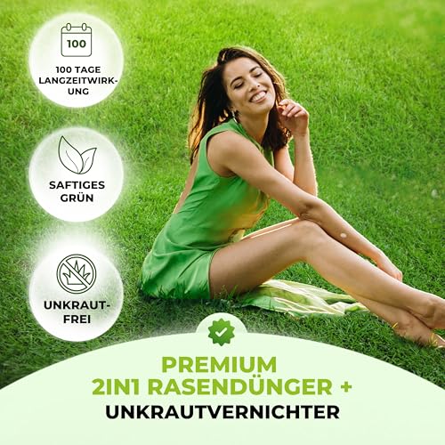 TerraUno Rasendünger mit Unkrautvernichter extra stark, 100 Tage Langzeitwirkung, 10 kg für 500 m², gegen Löwenzahn, Klee uvm., Rasenunkrautvernichter mit Dünger für saftiges Grün im Frühjahr & Sommer 3