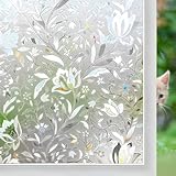 Bloss Etched Lace Window Film No Glue 3D Pattern Window Treatments Static Cling Film for Window Privacy Protection Film 17.7-by-78.7 Inches, 1 Roll