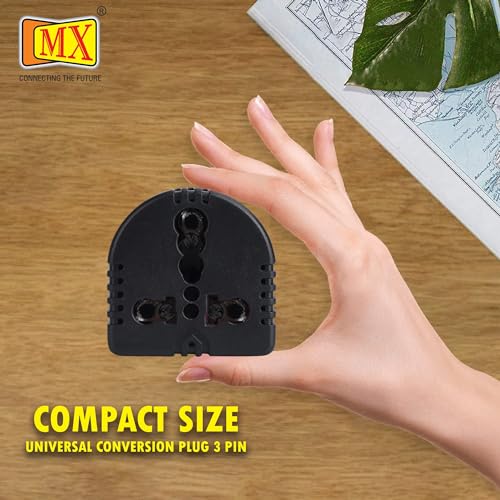 Image of MX 15A Converter Plug 5A to 15A 3 Pin Adapter | Universal Socket Power Converter for Home & Kitchen Appliances | Compact Wall Plug Adapter for Mixer, Microwave, Kettle & Other Devices