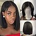 Produktbild Short Bob Human Hair Lace Front Wig 10A Brazilian Virgin Straight Human Hair Bob Wig for Black Women Glueless Lace Front Wig Natural Color (12 inches)