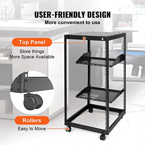 VEVOR 20U Open Frame Server Rack, 23-40 in Adjustable Depth, Free Standing or Wall Mount Network Server Rack, 4 Post AV Rack with Casters, Holds All Your Networking IT Equipment AV Gear Router Modem by VEVOR - Image 5