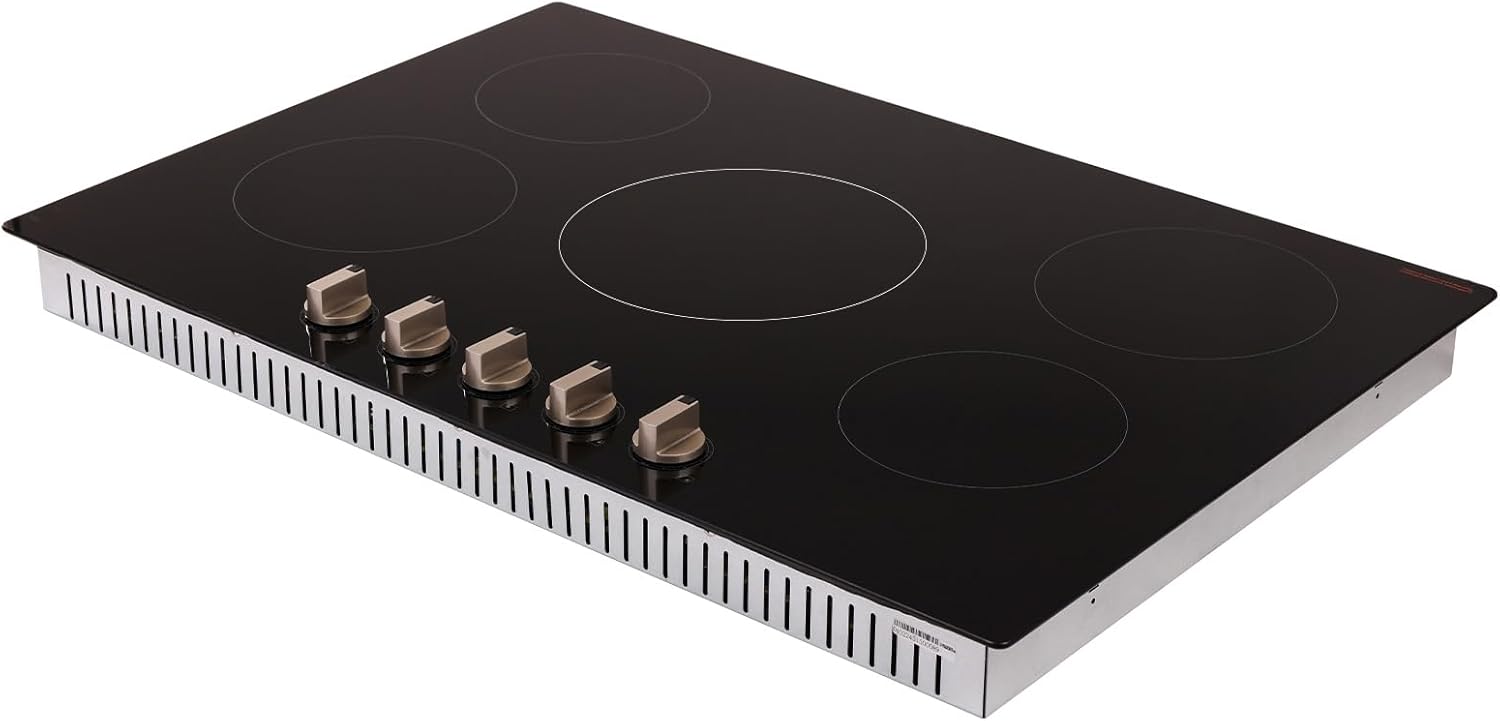9200W 5 Burner Induction Cooktop Electric Countertop Burner Knob Control High-Powered Induction Cooktop: The 9200W built-in electric stove offers fast and even heating, with 12 adjustable power leve
