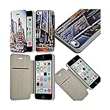 KARYLAX Seluxion   Coque Housse Etui à Rabat latéral et Porte Carte pour Apple iPhone 5C avec Motif KJ26B + Film de Protection