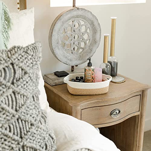 مجموعة سلال تخزين منسوجة من حبال قطنية طبيعية للتنظيم من 5 قطع سلة صغيرة للتعليم المونتيسوري، حضانة الاطفال، سلال مخصصة لالعاب الكلاب، صندوق مخصص لالعاب القطط، سلة تنظيم الحمام