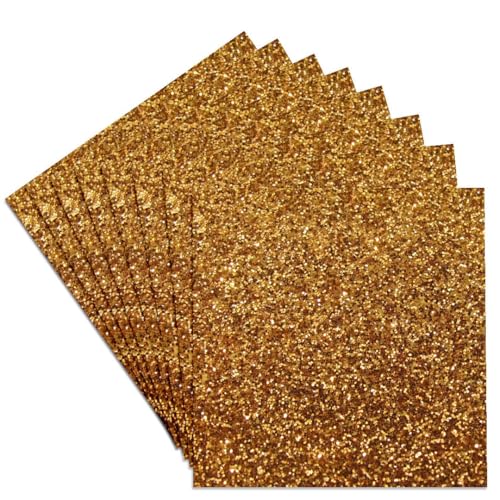 Set of 8 Ceramic Tile Coasters - Gold Faux Glitter