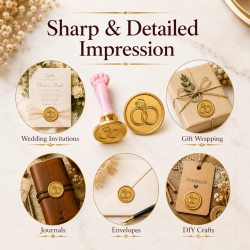 Image of Curated Cart 1 Wax Seal Stamp Kit Decorating Gift Cards Wedding Invitations Envelopes Letters Sealing (Ring Stamp)