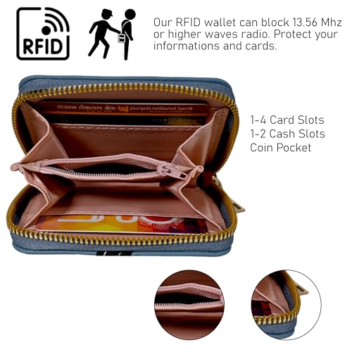 Image of Women Small Wallet Wallets for Girls Credit Card Holder Coin Purse Zipper Small Secure Card Case Cute Wallets Mini Wallets for Women (Grey Bear)