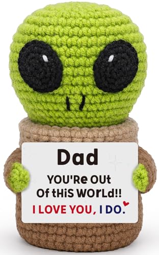 Skyists Funny Dad Gifts for Fathers Day - Ideal Father's Day Birthday Gift for Dad from Daughter Son Wife, Handmade Crochet Alien Gifts for Men Father Daddy Step New Dads - I Love You Gift for Dads