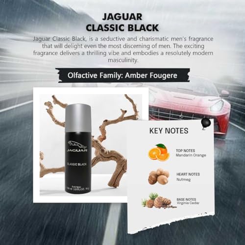 JAGUAR Classic Black Deodorant Spray - For Men (150 ml) - Image 3