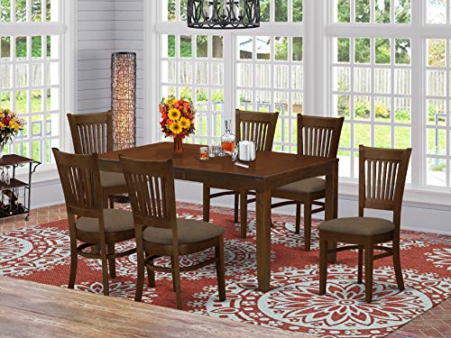 7 Pc Dining Table with a 12" Leaf and 6 linen fabric Kitchen