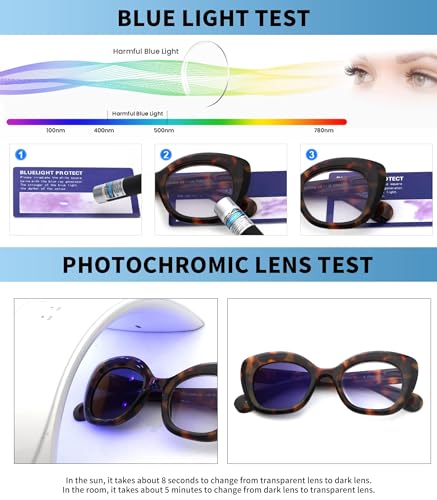 Jm 2 Pack Photochromic Reading Sunglasses For Women, Cat Eye Blue Light Blocking Computer Readers thumb #3
