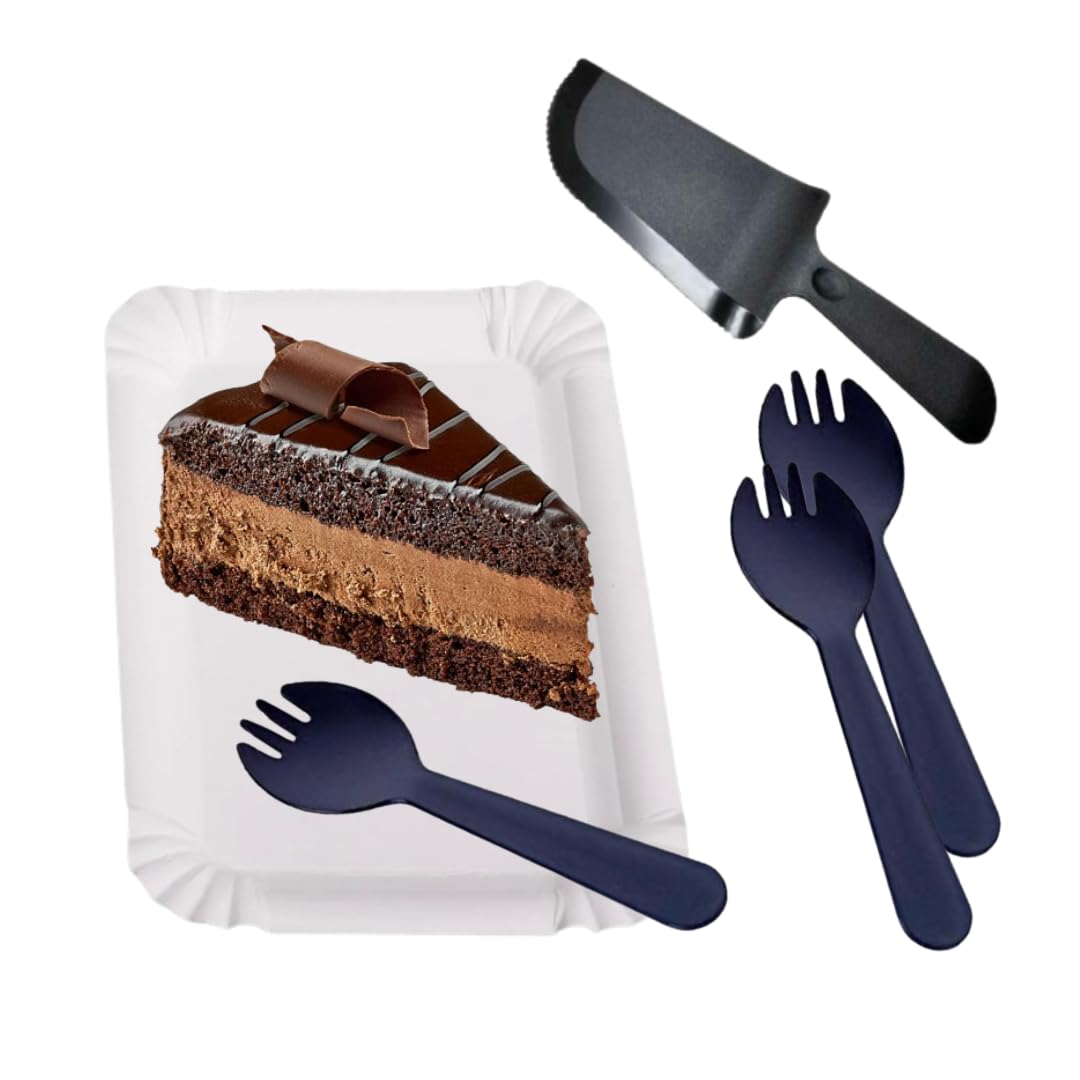 Wanna Party Pack of 21 Birthday Knife for Cake Cutting,Disposable Forks & Plates Set for Birthdays, Picnics, Anniversary, Christmas & House Parties-Black (B0D14XH4SP) Amazon Price History, Amazon Price Tracker