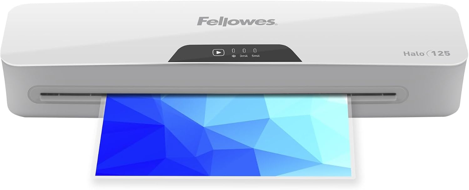 Fellowes Halo 125 Laminator with Pouch Starter Kit, 4.3"" x 17.1"" x 2.9"""