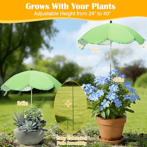 4Pack Plant Umbrellas for Outdoor Plants - 26\" Large Garden Sun Shade for Plants with Adjustable Angle & Height (Max 43\") - Plant Shades for Outdoor Plants, Flowers & Garden Beds - Plant Umbrella Shade for Potted Plants - Thumbnail 2