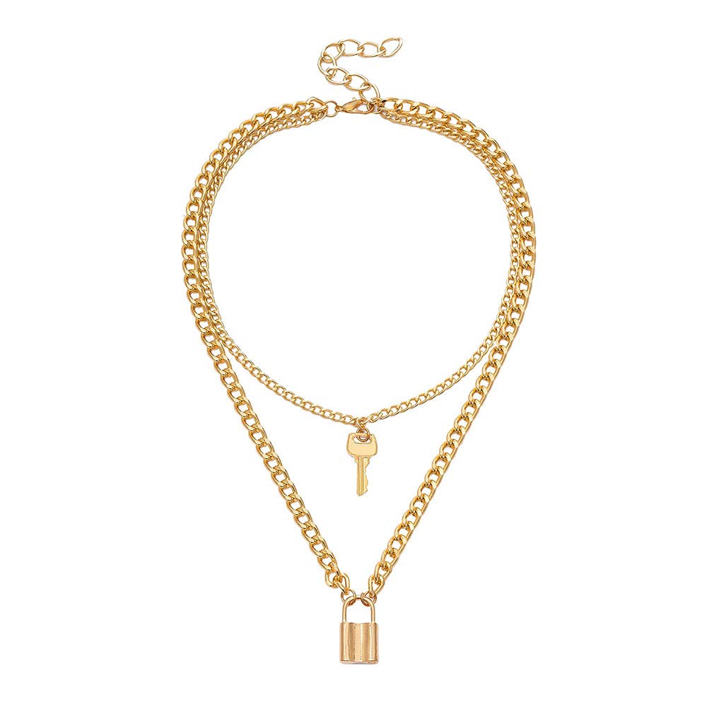Chain Lock Key Pendant Necklace 