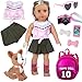 ZITA ELEMENT 8 pièces américaines 18 Pouces Fille poupée vêtements Accessoires - Sac à Dos Lunettes de Soleil Appareil Photo téléphone Portable Jouet Chien et os