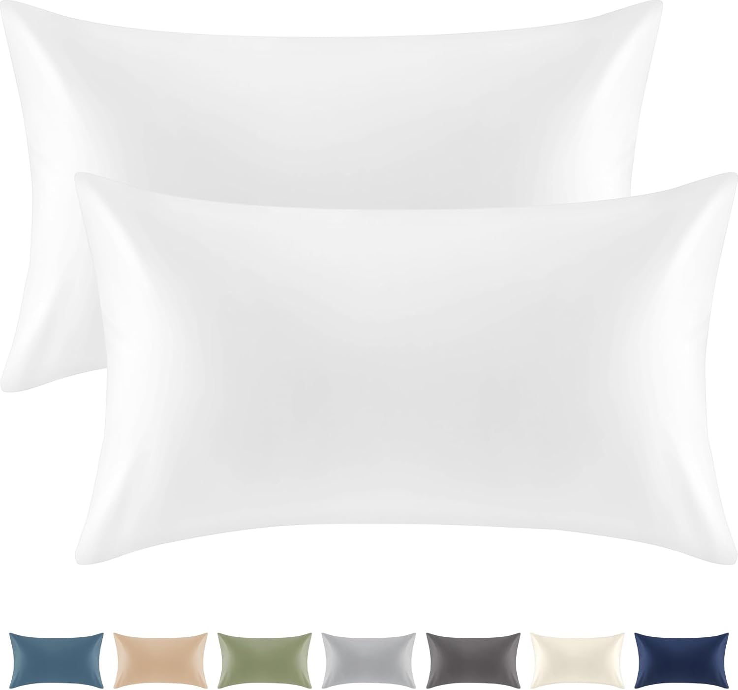 Warmstar 100% Organic Cotton White Pillow Cases Set of 2, Pillow Cases King Size Satin Weave Soft Hypoallergenic GOTS Certified Pillowcases Breathable Envelope Pillowcass,20x36 Inches