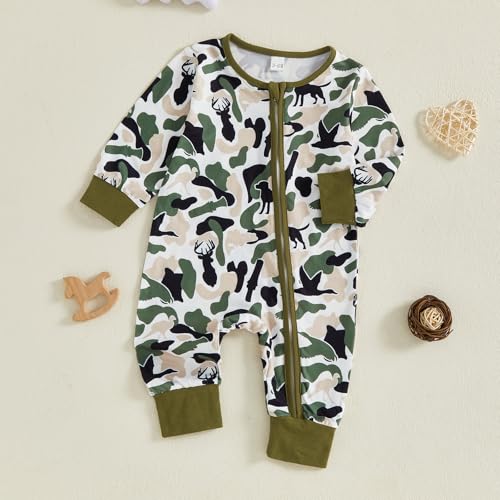 Gueuusu Country Baby Clothes Boy Girl Farm Animal Print Long Sleeve Romper Zipper One Piece Jumpsuit Cute Fall Outfit2