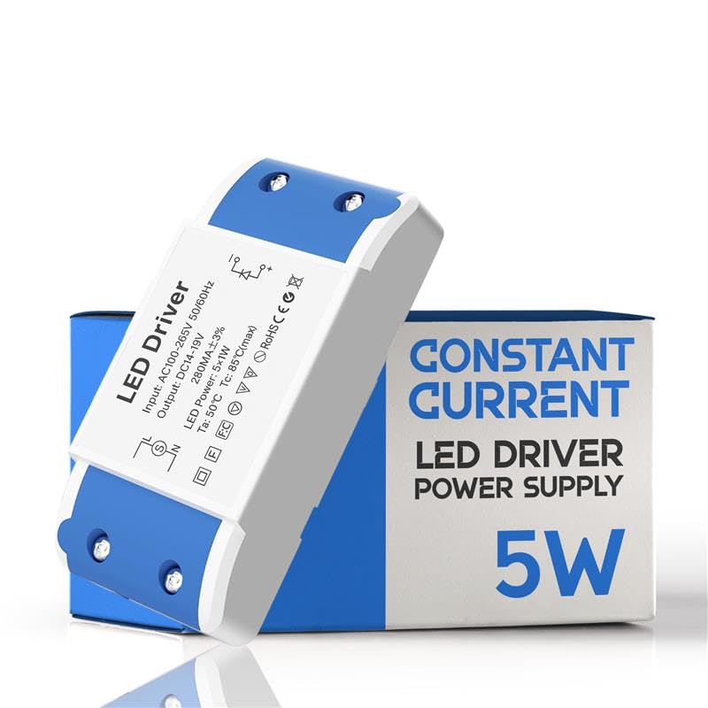 LED Driver 5W Constant Current 280mA High Power AC 100-265V Output Connector External Power Supply LED Ceiling Lamp Rectifier Transformer (5W (1 PACK))