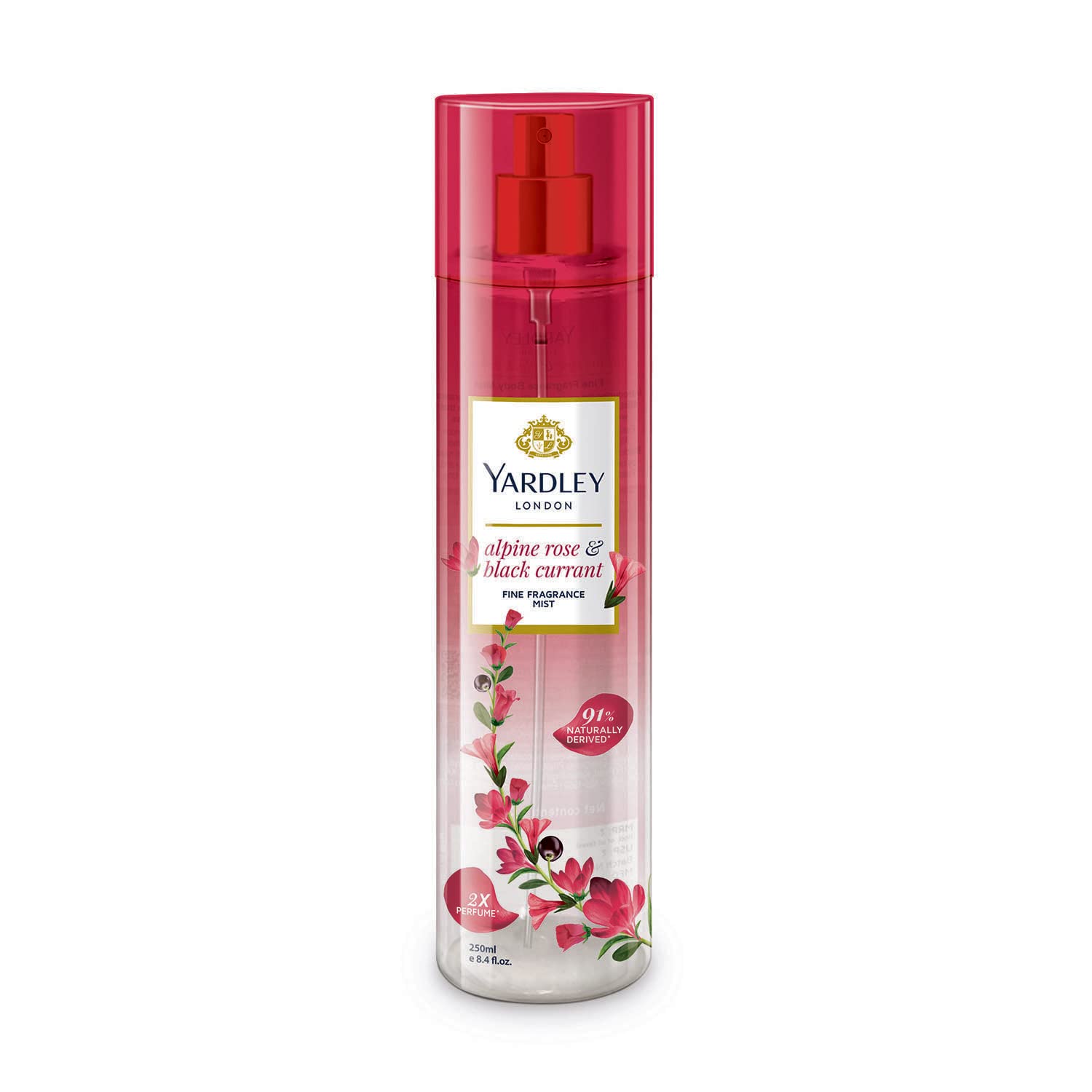 Yardley London Alpine Rose & Black Currant Fine Fragrance Mist Spray| 2X Perfume Spray For Women| 91% Naturally Derived| 250ml