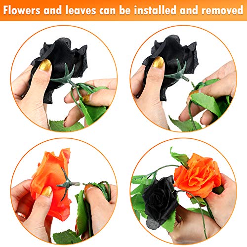Willbond 4 Pieces 7.7 Feet Fake Rose Vine Artificial Vine With Flowers Rose Garland Vintage Faux Flowers Decorations For Home Wedding Party Garden Hotel Office Decor (Black) #TOP5