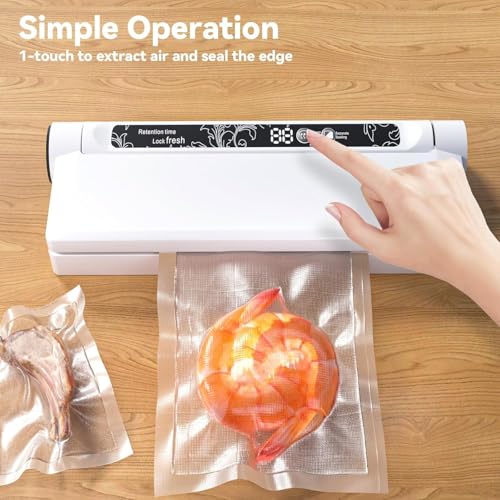 Food Vacuum Sealer Machine, 75KPA Strong Suction, Dry/Wet Modes, 20 Vacuum Seal Bags for Food, Digital Countdown Timer, Compact Lightweight, Ideal for Home Kitchen Use #3
