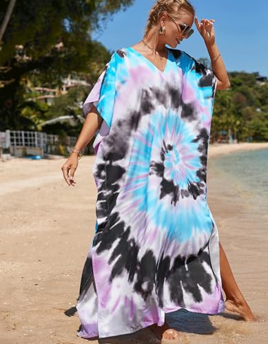 Image of NFVNKJ Women's Plus Size Beach Lounge Kaftan Maxi Dress Swimsuit Coverup for Women