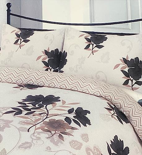 Kampala Hill Bethany Black Super Kingsize Duvet Cover Set Polycotton Floral Bedding - Image 2