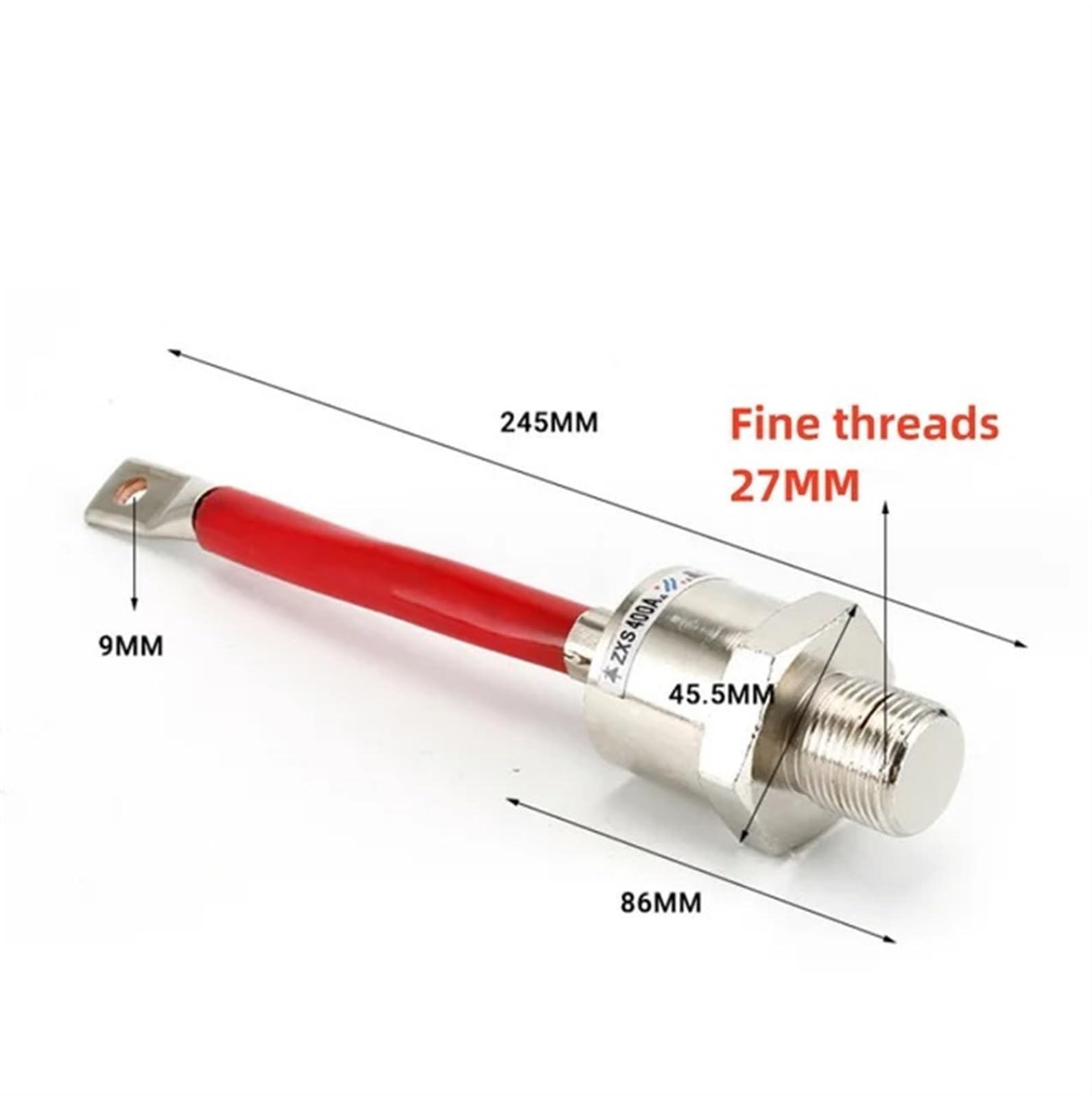 1/2 piezas ZX400A ZXS400A Electrodo positivo ZXR400A Electrodo negativo Rosca fina 27MM Generador Rectificador Diodo rotatorio 400A 2000V(ZXS400A)