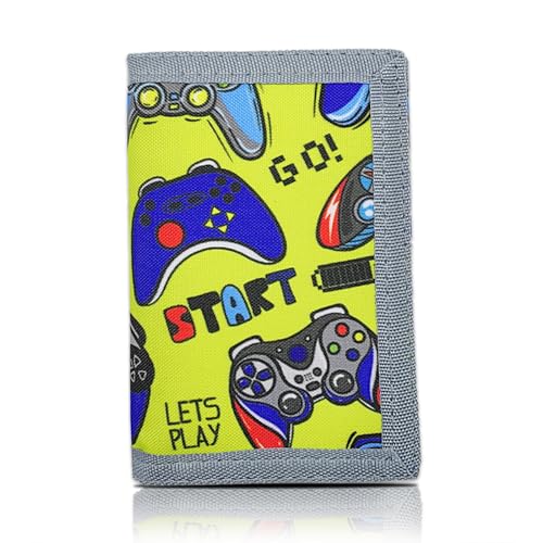 Image of AI-DEE RFID Trifold Canvas Outdoor Sports Wallet for Kids - Front Pocket Wallet with Magic Sticker