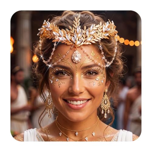 Unicra Gold Leaf Crown Leaves Tiara Bridal Headband Wedding Hair Accessories for Women and Brides