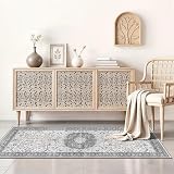 Washable 2x4 Kitchen Sink Rugs: Washable Non-Slip Hardwood Floor Mat for Stove Soft Stain Resistant Carpet Boho Home Decor for High Traffic Area Low-Pile Area Rug for Entryway Foyer(2x4,Grey)