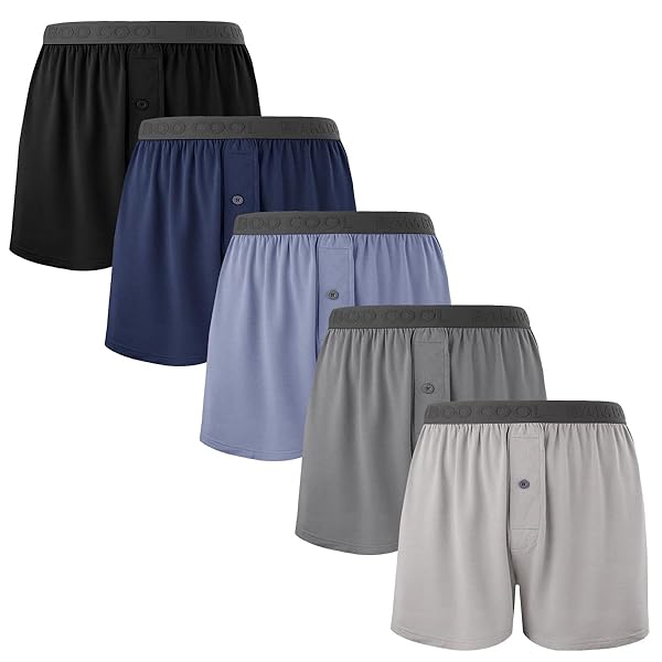 BAMBOO COOL Mens Boxer Shorts Underwear Soft Comfortable Breathable Knit Boxers Short for Men (3 or 5 Pack)