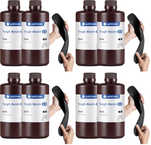 Image of ANYCUBIC Tough Resin 2.0, 3D Printer Resin with Upgraded High Toughness and High Precision, 365-405nm Fast Curing 3D Resin for 4K 8K LCD /DLP /SLA 3D Printing (Black+Black, 2kg) (Pack of 4)