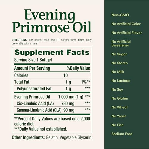 Nature's Bounty Primrose Oil 1000mg, Promotes Women's Health, Herbal Supplement, Gluten Free, Rapid Release,60 Softgels (Pack of 3) - image 6