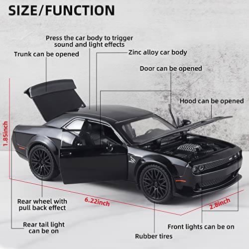 Auto de Juguete Hellcat Diecast Metal Escala 1:32 Negro miniatura 2