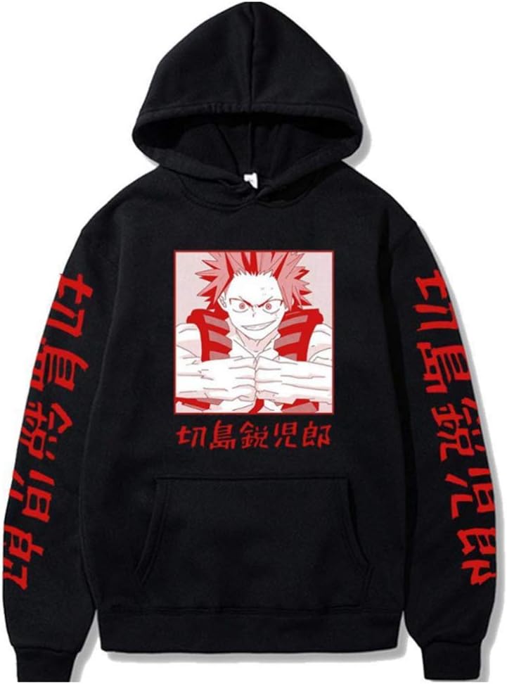 My Hero Academia Eijiro Kirishima Hoodie Swaeter Sweatshirt Cosplay Costume Pullover Hooded
