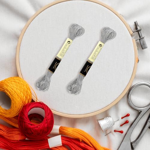 Image of 6 Pcs Silver Embroidery Floss Friendship Bracelet String Embroidery Thread Metallic Silver Embroidery Floss String Glitter Embroidery Thread Cross Stitch Thread for Hand Embroidery String Art