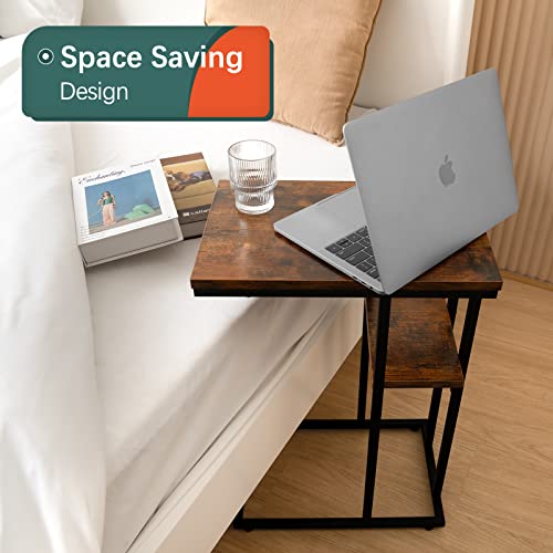 Yoobure C Shaped End/ Side Table For Couch And Bed, Small Spaces, Living Room, Bedroom, Rustic Snack Table #TOP3