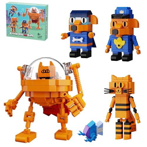 Dog Building Block Sets,5 in 1 Clever Dog and Cats Action Figure DIY Model,Compatible with Lego,Cartoon Toy Collectible Decoration Building Toy,Christmas Great for Fans,Boys and Girls 6+(529Pcs)