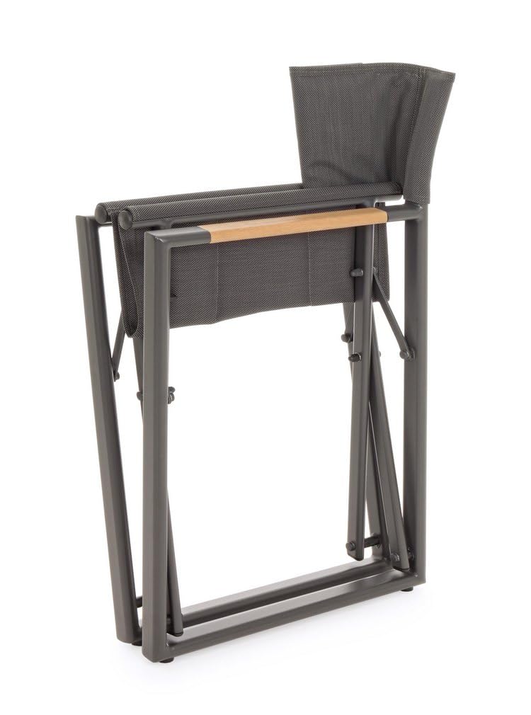 KONTE.DESIGN Set di 2 sedie regista LAGUN in alluminio antracite e textilene grigio scuro, pieghevoli