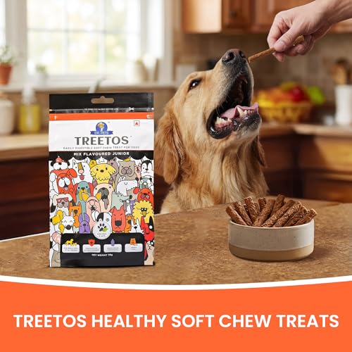 Image of Dr. Pets Pack of 3 (85g Each) Treetos Chicken Stix Dog Treats | Mix Flavour | Soft Chew Sticks for Puppies & Adult Dogs | Training Reward Snacks | Pouch Pack
