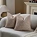 DEZENE Striped Throw Pillow Covers 24x24 Set of 2 Beige Textured Boucle Chic Morden Boho Accent Farmhouse Square Decorative Couch Pillow Covers for Home Decor Bed Sofa Living Room