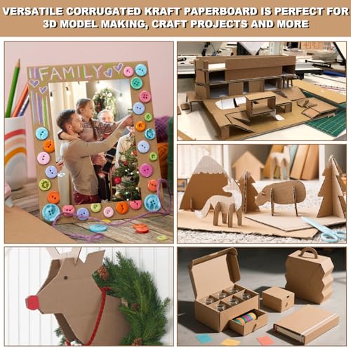 AKOLAFE 50 Blätter Wellpappe Naturkarton 2,5mm Dickes Pappe zum Basteln 28x21cm Bastelkarton DIN A4 Dreistufig Cardboard Glatt Packpapier Papier zum Drucken für Geschenke, Verpackung,Basteln (Braun)
