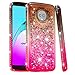 Produktbild Vectady für Moto G6 Plus [NO für Moto G6] Hülle, Handyhülle Case Flüssig Durchsichtig Hüllen Transparent Glitzer Diamant Schutzhülle Cover Glitter Silikon Bumper Etui für Moto G6 Plus,Schwarz Rot