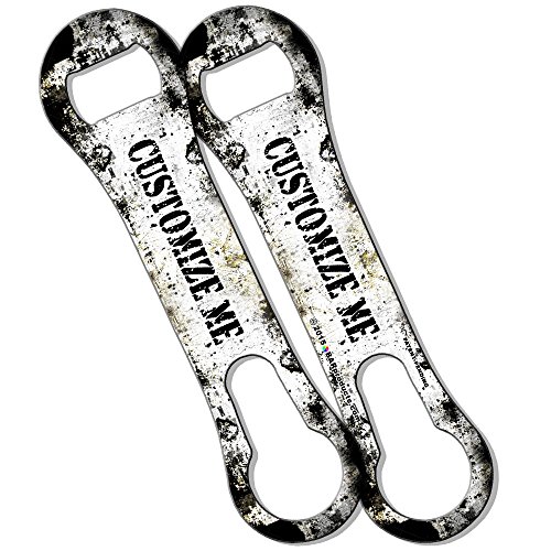 BarConic® Customizable V-Rod® Bottle Opener - White and Black Grunge